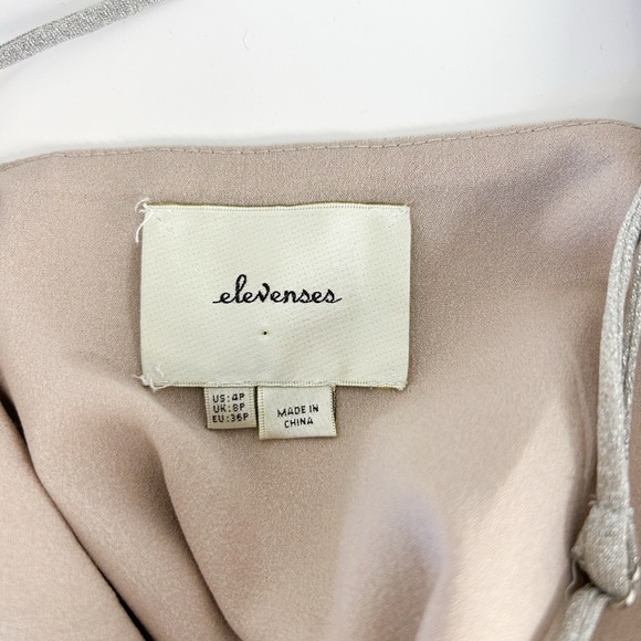 Anthropologie Elevenses Silver Pleated Sleeveless Flare Midi Dress Size 4P - Picture 7 of 7